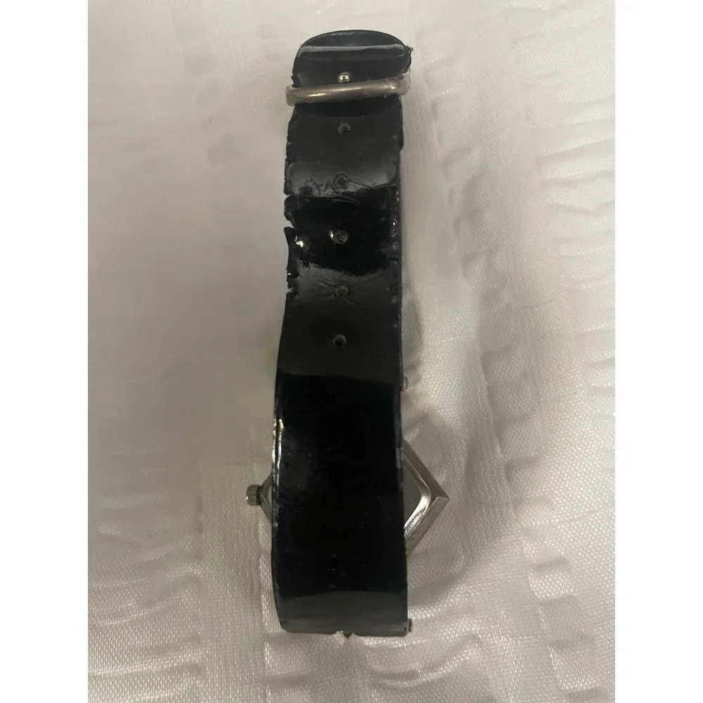 Pierre Nicol Womens Diamond Shape Rhinestone Silver Quartz Watch Leather Strap